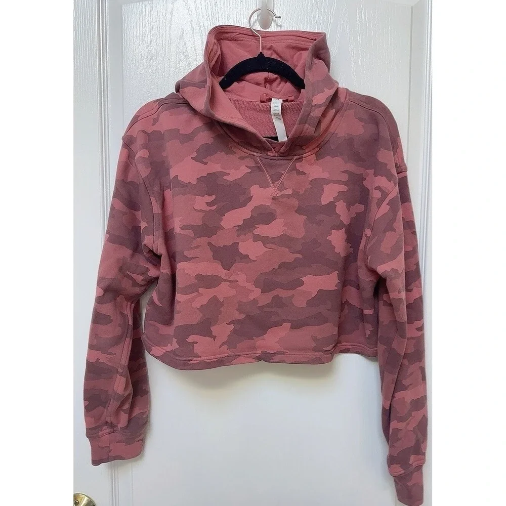 Lululemon All Yours Cropped Hoodie Heritage 365 Camo Brier Rose Multi Size 14